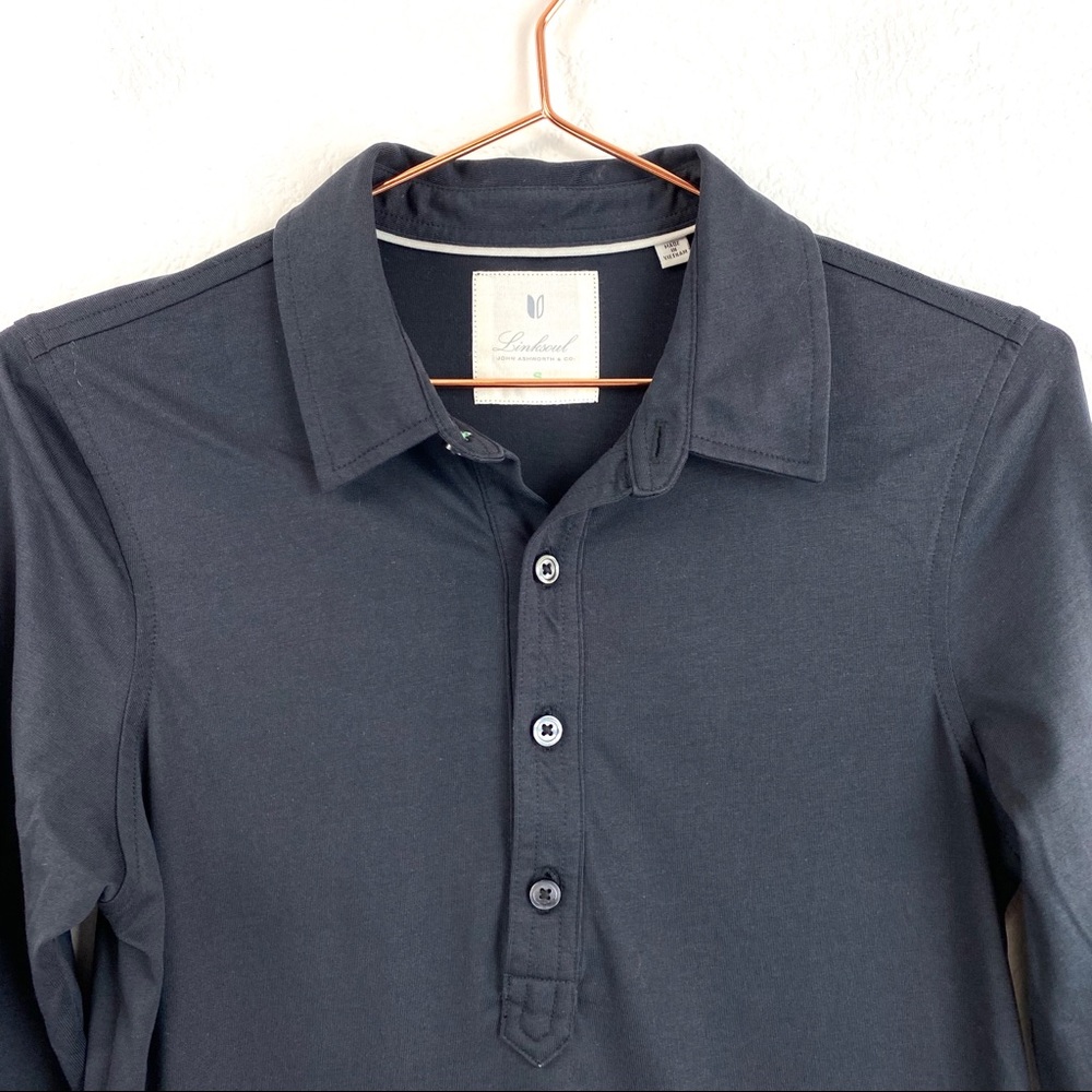 Linksoul Black Long Sleeve Polo Roll Up Sleeves S - Picture 4 of 7